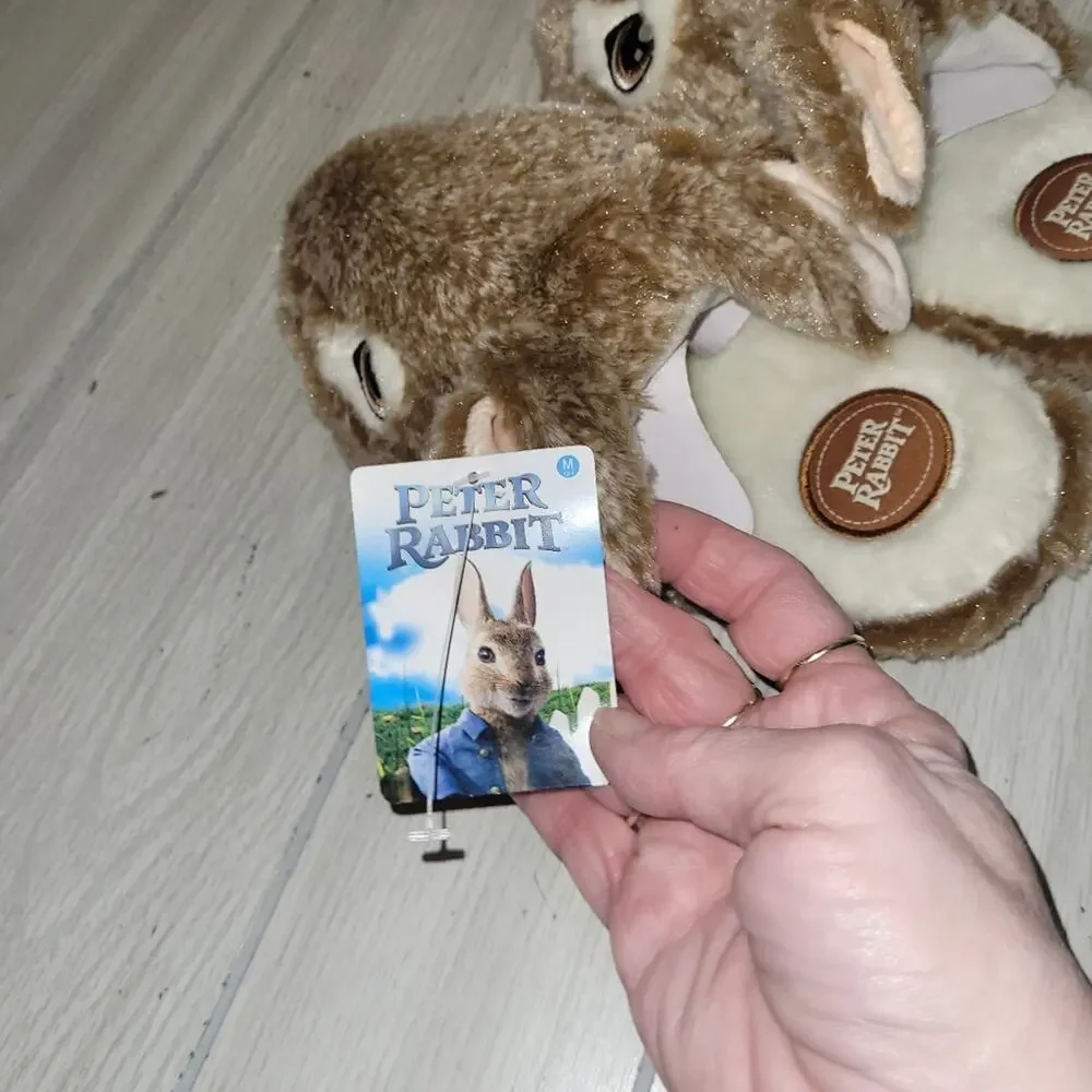 New Kids Peter Rabbit Brown Bunny Slippers Easter Dan Dee Size M 13-1